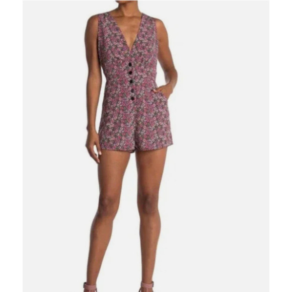LOST‎ + WANDER orchid button front romper M - Picture 1 of 8